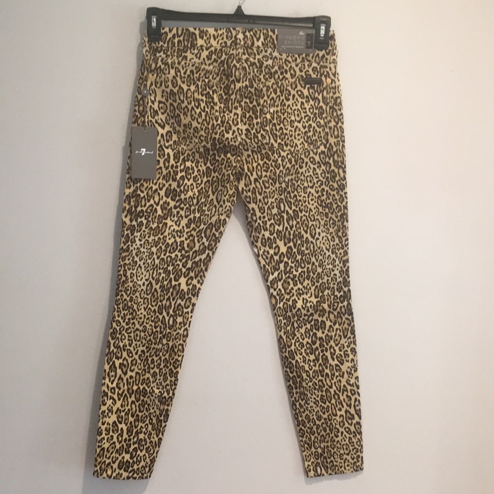 🆕 7 For All Mankind Cheetah Print Cropped Skinny Jean size 27 - Picture 6 of 12